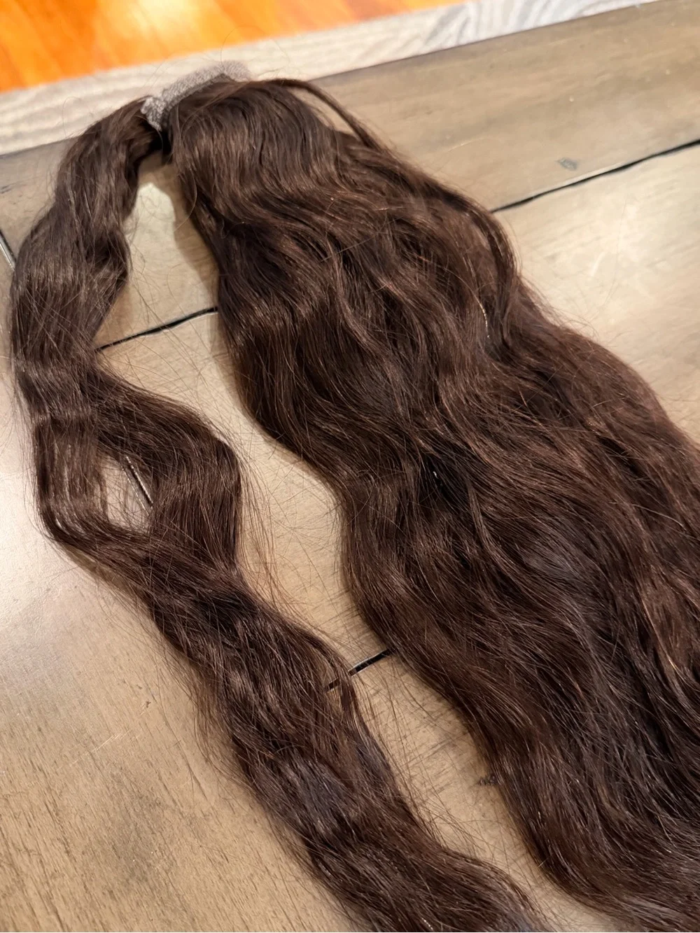 22” Dark Brown #2 Long Wavy Ponytail Extension Human Hair #028